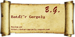 Batár Gergely névjegykártya